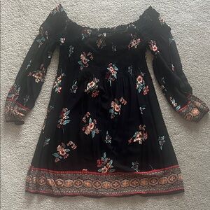 Xhilaration Black BOHO  Floral Dress